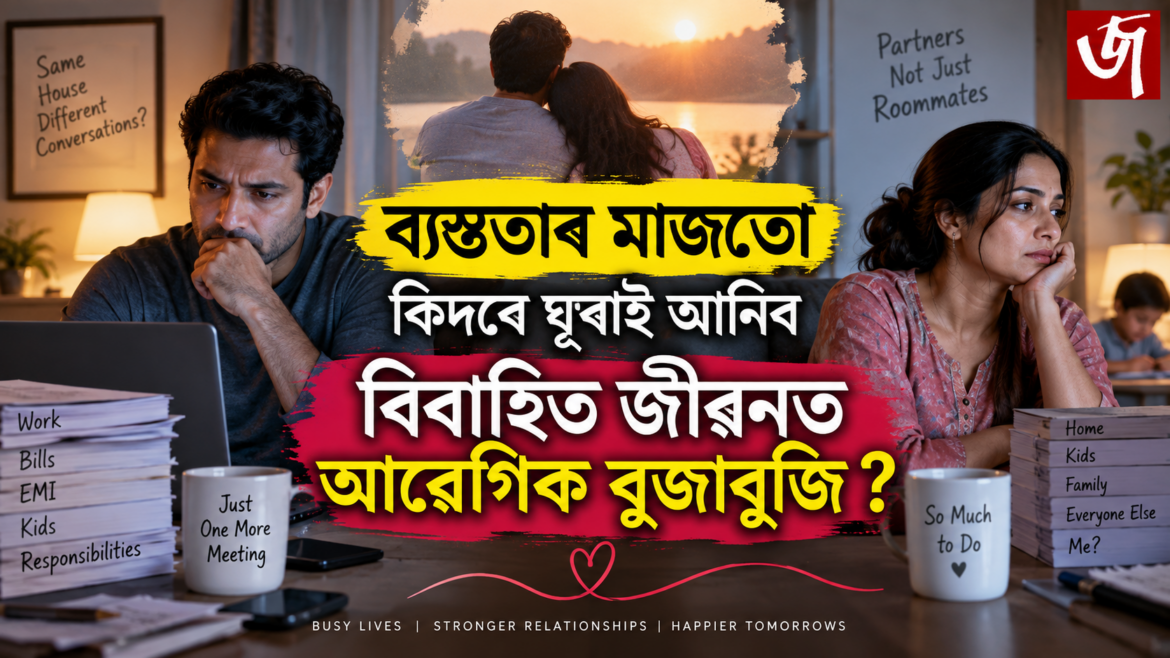 ব্যস্ত জীৱনৰ মাজত স্বামী-স্ত্ৰীৰ আৱেগিক দূৰত্ব আৰু পুনৰ সম্পৰ্ক গঢ়ি তোলাৰ প্ৰতীকী দৃশ্য